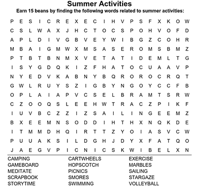 Graphic is of a word search puzzle